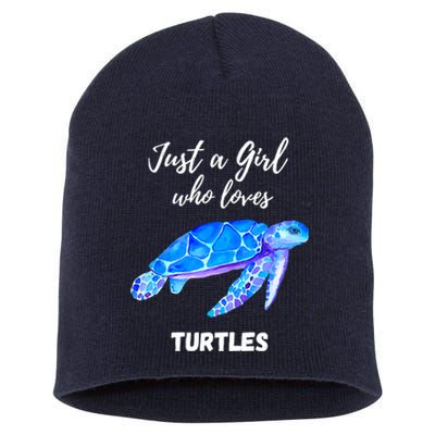 Women Just A Who Loves Turtles Sea Turtle Short Acrylic Beanie