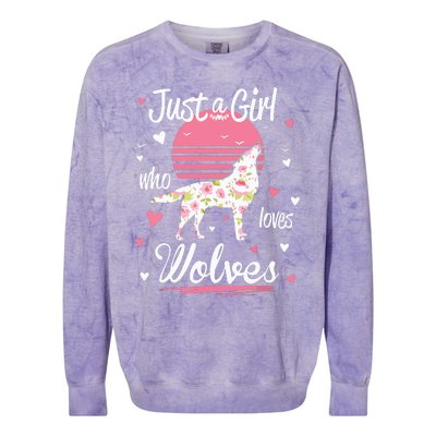 Wolf Just A Who Loves Wolves Colorblast Crewneck Sweatshirt