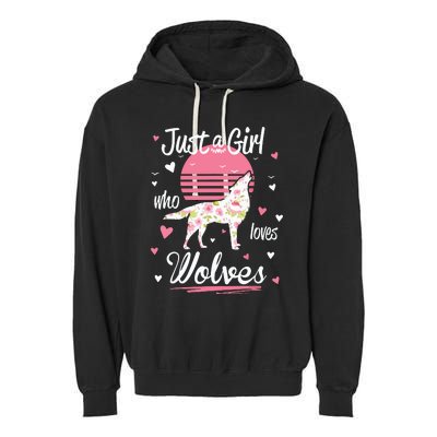 Wolf Just A Who Loves Wolves Garment-Dyed Fleece Hoodie