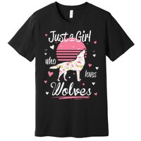 Wolf Just A Who Loves Wolves Premium T-Shirt