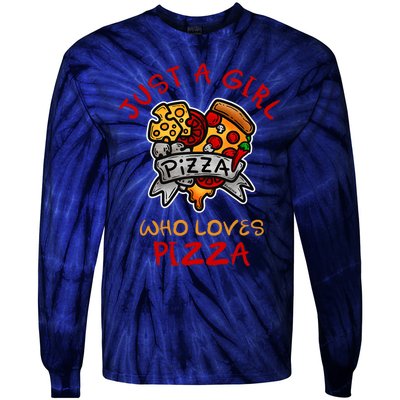 Wo Just A Girl Who Loves Pizza Cute Girls Pizza Lover Tie-Dye Long Sleeve Shirt