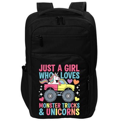 Wo Just A Girl Who Loves Monster Trucks And Unicorns Girl Impact Tech Backpack