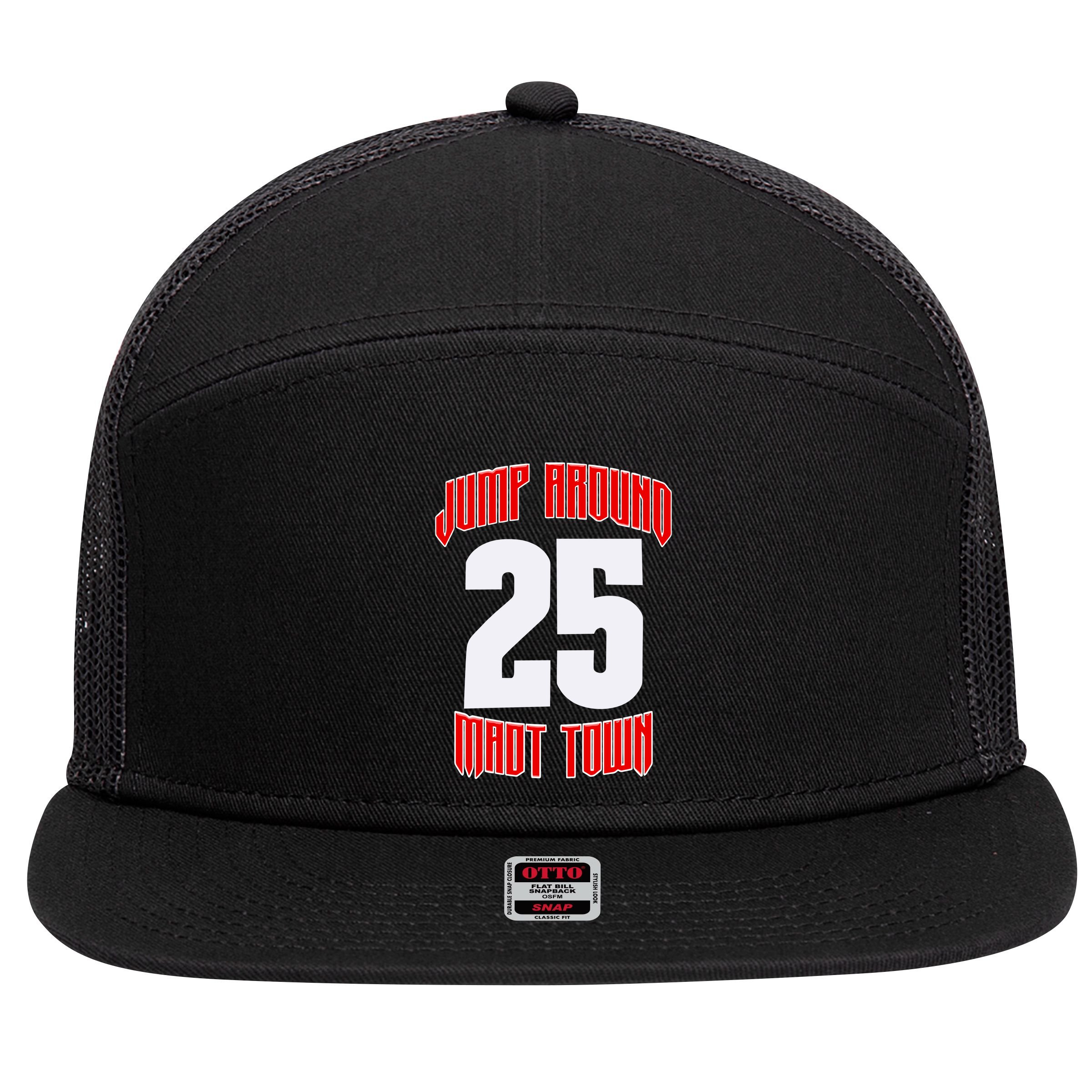 Wisconsin Jump Around Mad Town 25 7 Panel Mesh Trucker Snapback Hat
