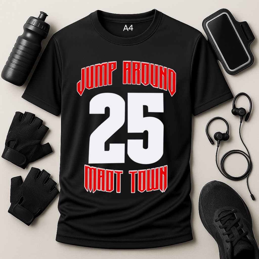Wisconsin Jump Around Mad Town 25 Cooling Performance Crew T-Shirt
