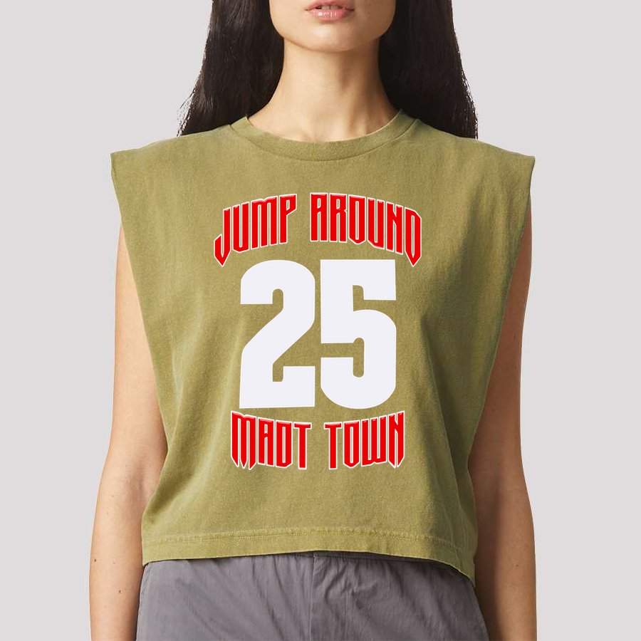 Wisconsin Jump Around Mad Town 25 Garment-Dyed Women's Muscle Tee