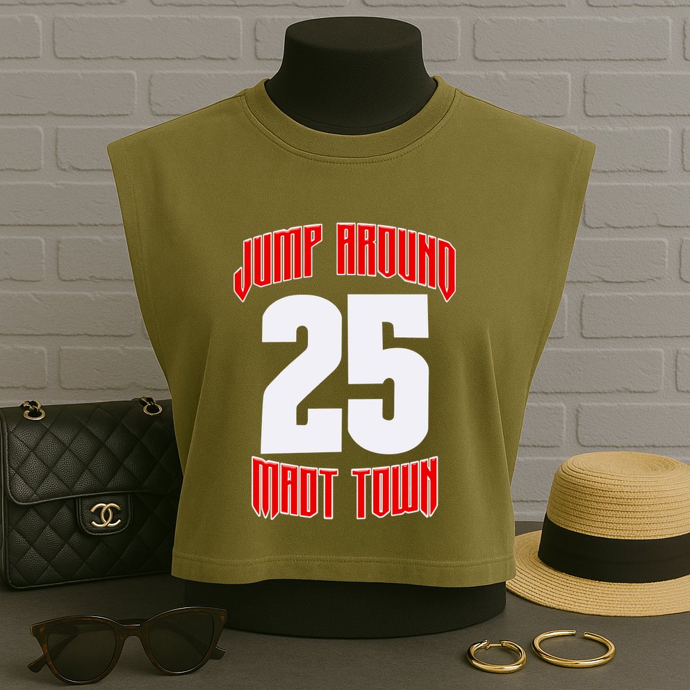Wisconsin Jump Around Mad Town 25 Garment-Dyed Women's Muscle Tee