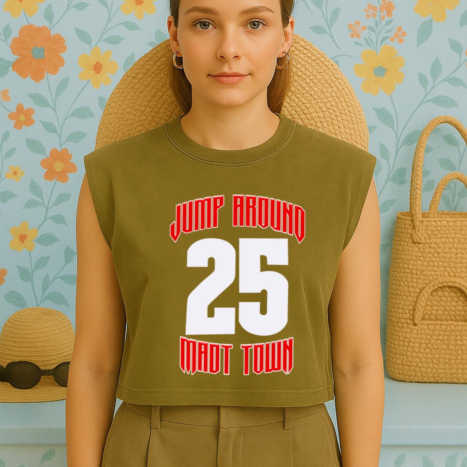 Wisconsin Jump Around Mad Town 25 Garment-Dyed Women's Muscle Tee