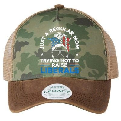 Womens Just A Regular Mom Trying Not To Raise Liberals For A Mom Legacy Tie Dye Trucker Hat
