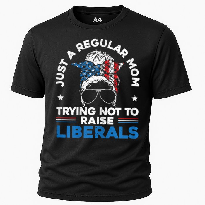 Womens Just A Regular Mom Trying Not To Raise Liberals For A Mom Cooling Performance Crew T-Shirt