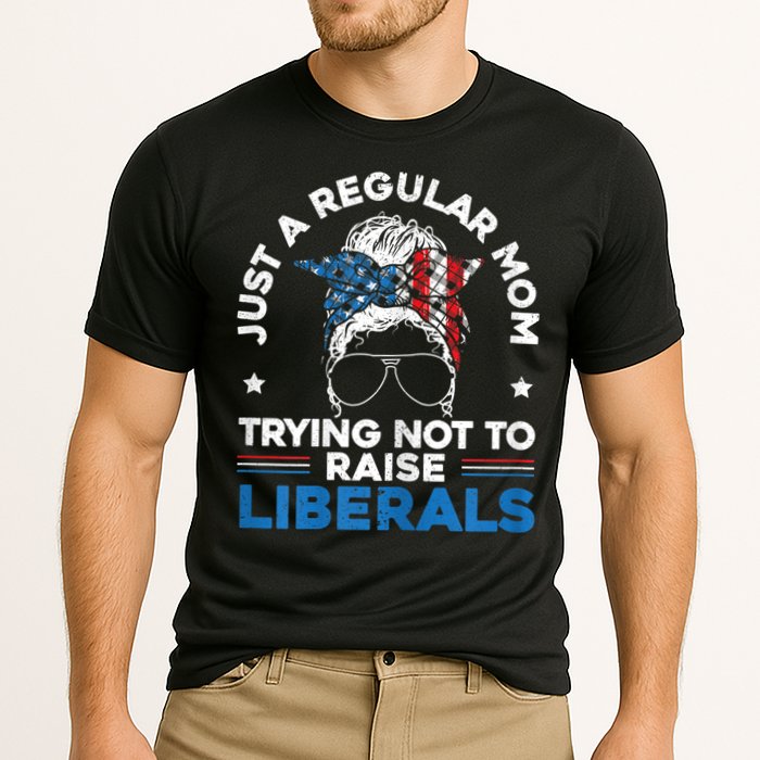 Womens Just A Regular Mom Trying Not To Raise Liberals For A Mom Cooling Performance Crew T-Shirt