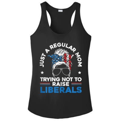 Womens Just A Regular Mom Trying Not To Raise Liberals For A Mom Ladies PosiCharge Competitor Racerback Tank
