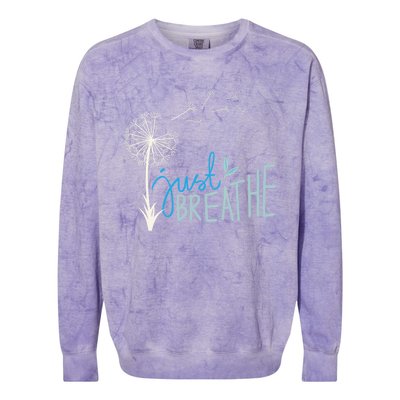 Women’S Just Breathe Relax Let Go Calm Colorblast Crewneck Sweatshirt