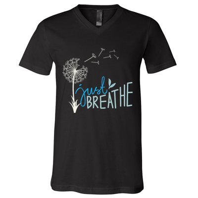 Women’S Just Breathe Relax Let Go Calm V-Neck T-Shirt