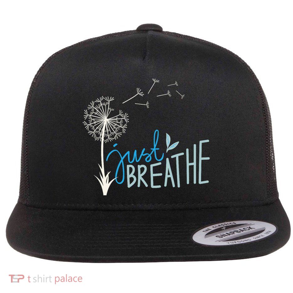 Women’S Just Breathe Relax Let Go Calm Flat Bill Trucker Hat