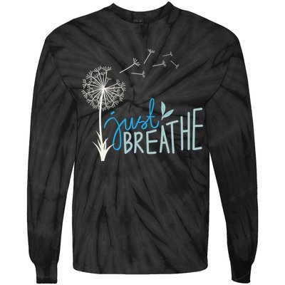 Women’S Just Breathe Relax Let Go Calm Tie-Dye Long Sleeve Shirt