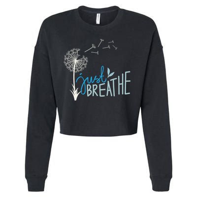 Women’S Just Breathe Relax Let Go Calm Cropped Pullover Crew
