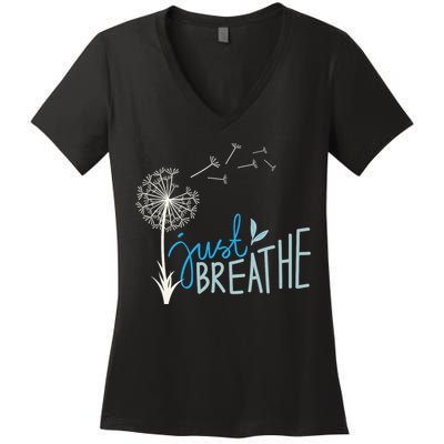 Women’S Just Breathe Relax Let Go Calm Women's V-Neck T-Shirt