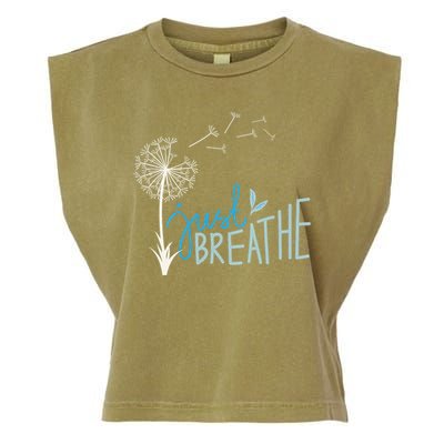 Women’S Just Breathe Relax Let Go Calm Garment-Dyed Women's Muscle Tee