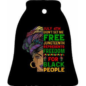 Womens Juneteenth Black Women Because My Ancestor Werent Free 1776 Ceramic Bell Ornament