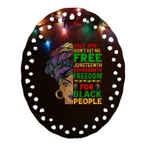 Womens Juneteenth Black Women Because My Ancestor Werent Free 1776 Ceramic Oval Ornament