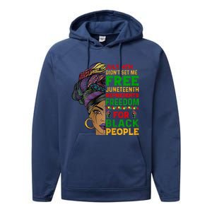 Womens Juneteenth Black Women Because My Ancestor Werent Free 1776 Performance Fleece Hoodie