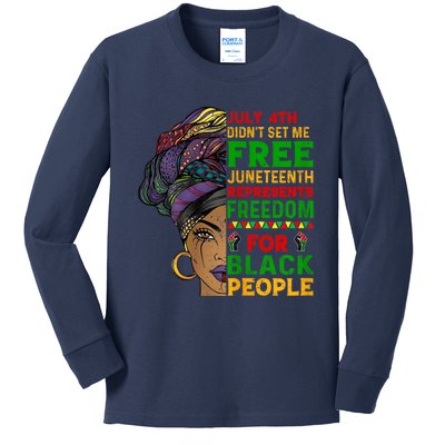 Womens Juneteenth Black Women Because My Ancestor Werent Free 1776 Kids Long Sleeve Shirt