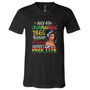 Women Juneteenth Because My Ancestor Werent Free 1776 Gift African Pride V-Neck T-Shirt