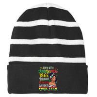 Women Juneteenth Because My Ancestor Werent Free 1776 Gift African Pride Striped Beanie with Solid Band