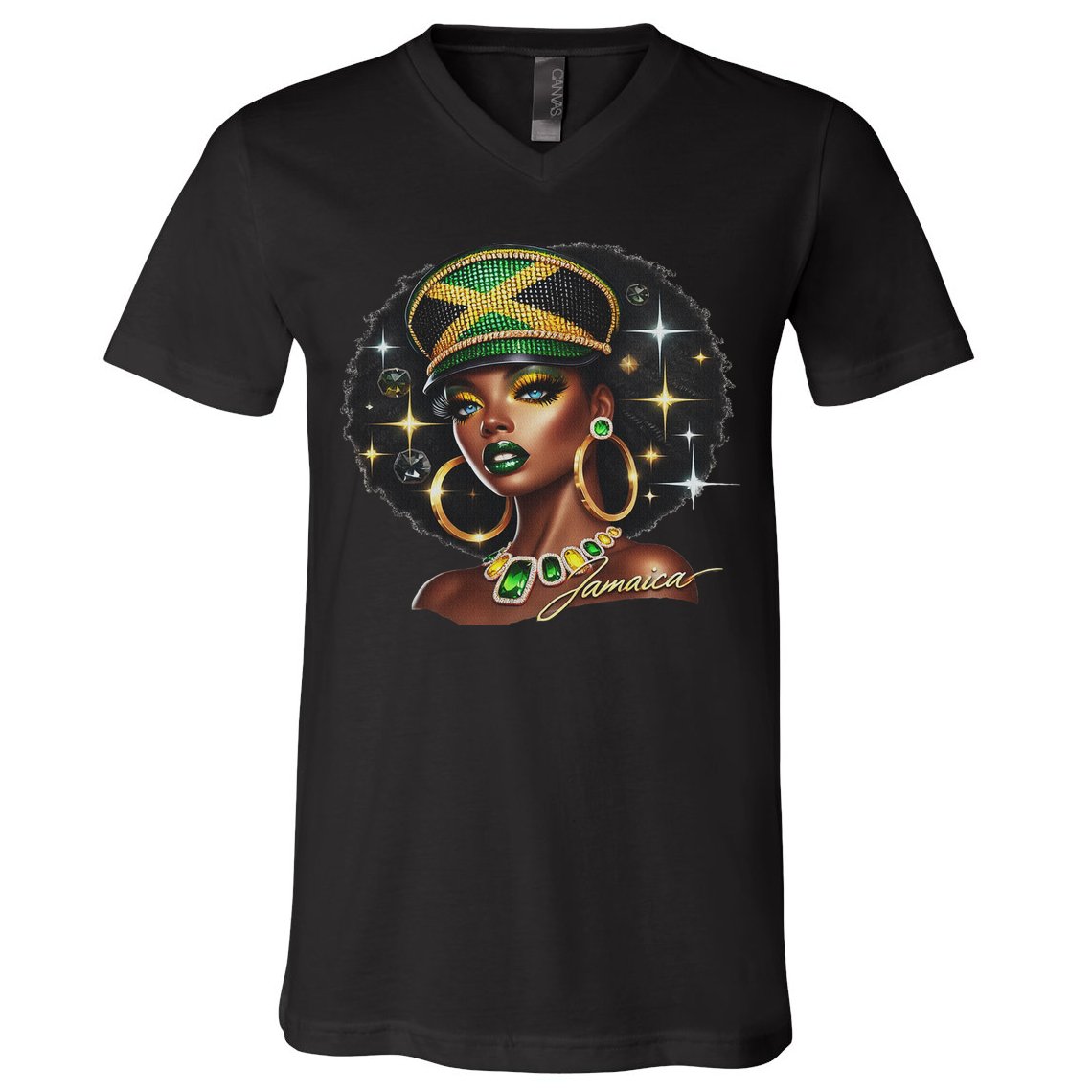 Women Jamaica Clothes Jamaica Flag V-Neck T-Shirt