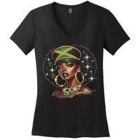 Women Jamaica Clothes Jamaica Flag Women's V-Neck T-Shirt