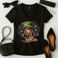Women Jamaica Clothes Jamaica Flag Women's V-Neck T-Shirt