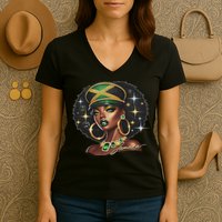 Women Jamaica Clothes Jamaica Flag Women's V-Neck T-Shirt