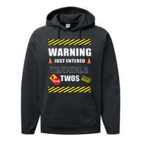 Warning Just Entered Terrible Twos Second 2nd Birthday Boy Performance Fleece Hoodie