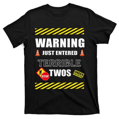 Warning Just Entered Terrible Twos Second 2nd Birthday Boy T-Shirt