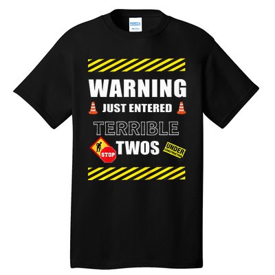 Warning Just Entered Terrible Twos Second 2nd Birthday Boy Tall T-Shirt