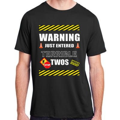 Warning Just Entered Terrible Twos Second 2nd Birthday Boy Adult ChromaSoft Performance T-Shirt