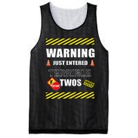 Warning Just Entered Terrible Twos Second 2nd Birthday Boy Mesh Reversible Basketball Jersey Tank