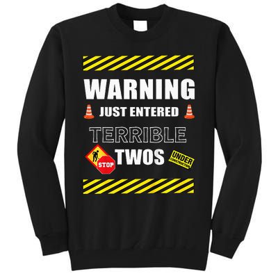 Warning Just Entered Terrible Twos Second 2nd Birthday Boy Tall Sweatshirt