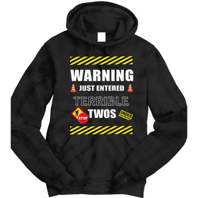 Warning Just Entered Terrible Twos Second 2nd Birthday Boy Tie Dye Hoodie