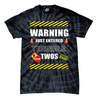 Warning Just Entered Terrible Twos Second 2nd Birthday Boy Tie-Dye T-Shirt