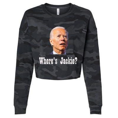 Where's Jackie? Funny AntiBiden Cropped Pullover Crew