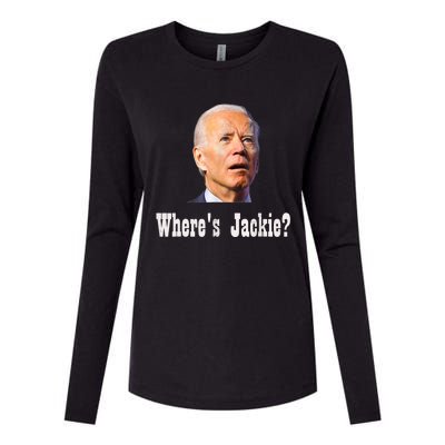 Where's Jackie? Funny AntiBiden Womens Cotton Relaxed Long Sleeve T-Shirt