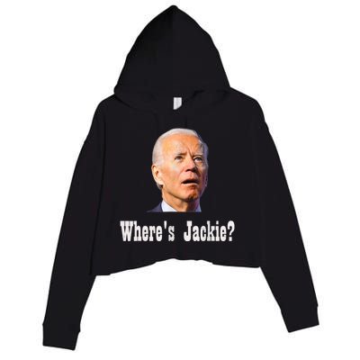 Where's Jackie? Funny AntiBiden Crop Fleece Hoodie