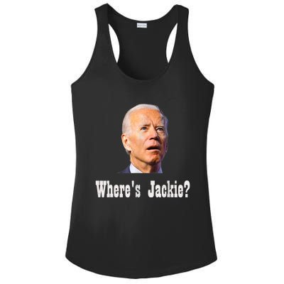 Where's Jackie? Funny AntiBiden Ladies PosiCharge Competitor Racerback Tank