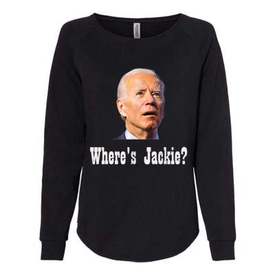 Where's Jackie? Funny AntiBiden Womens California Wash Sweatshirt