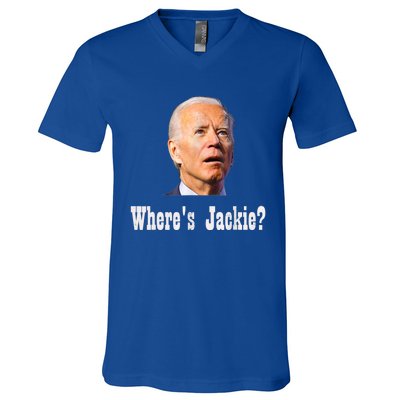 Where's Jackie? Funny AntiBiden V-Neck T-Shirt