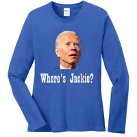 Where's Jackie? Funny AntiBiden Ladies Long Sleeve Shirt