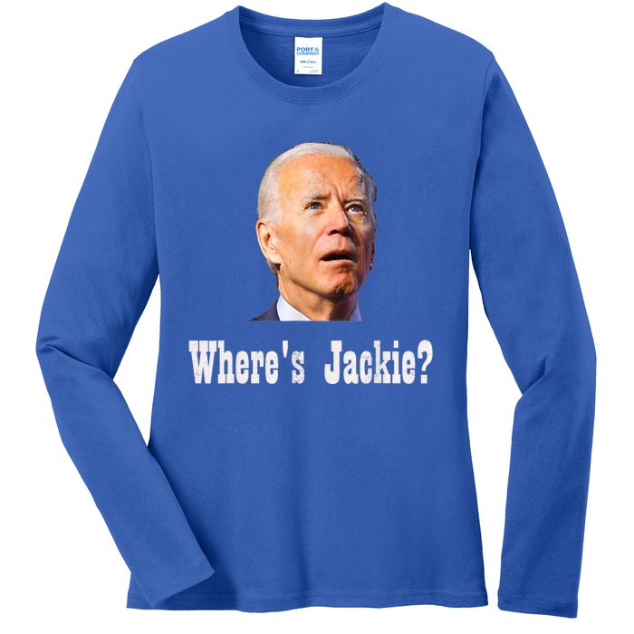 Where's Jackie? Funny AntiBiden Ladies Long Sleeve Shirt