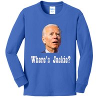 Where's Jackie? Funny AntiBiden Kids Long Sleeve Shirt