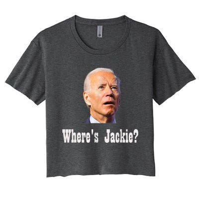 Where's Jackie? Funny AntiBiden Women's Crop Top Tee